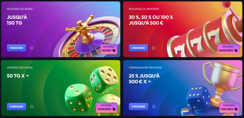 SpinAura Casino promotions de recharge avec tours gratuits, bonus de dépôt et codes bonus exclusifs