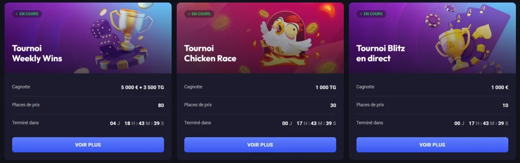 SpinAura Casino tournois Weekly Wins, Chicken Race et Blitz avec cagnottes et récompenses